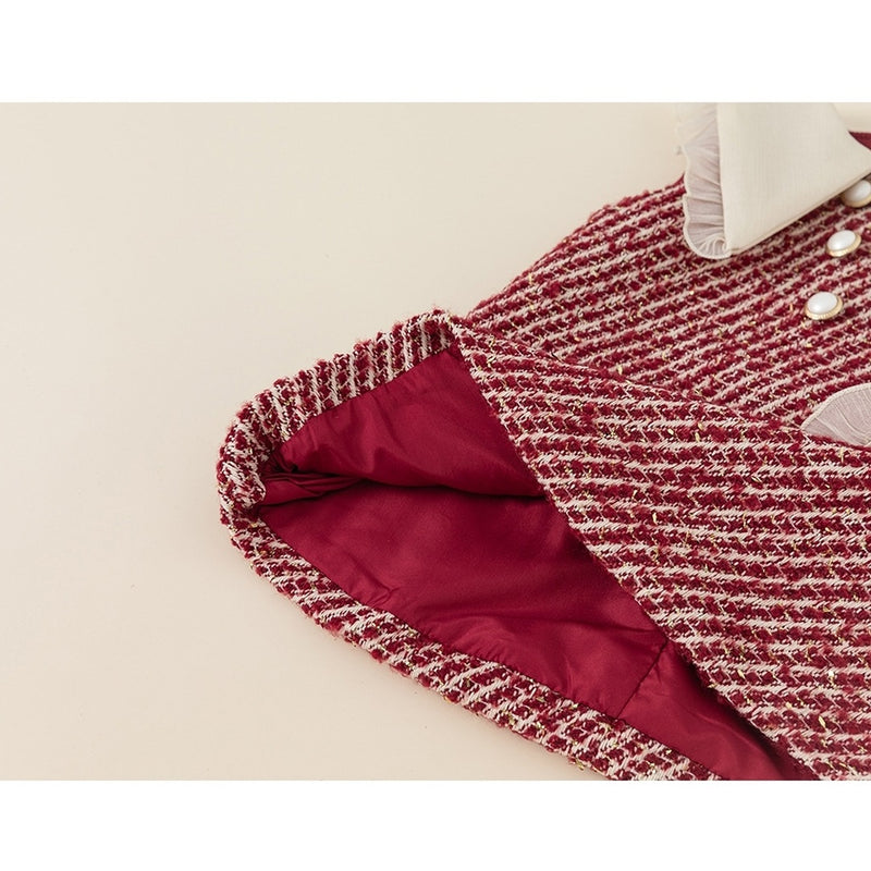 girly red tweed one-piece with jacket