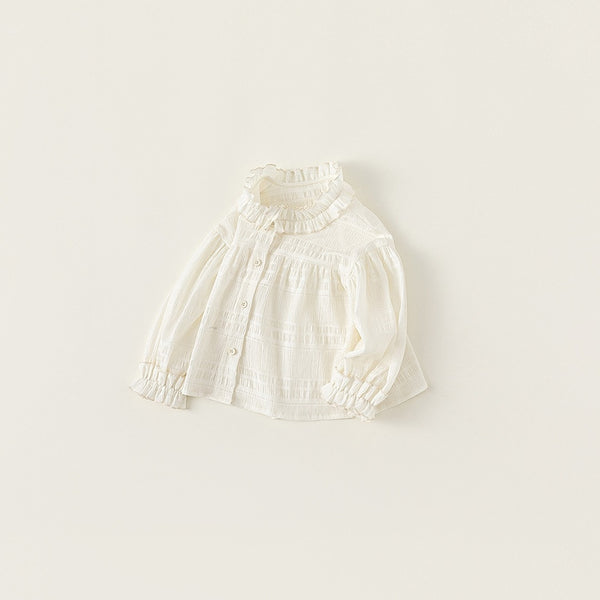 stand collar white frill shirt