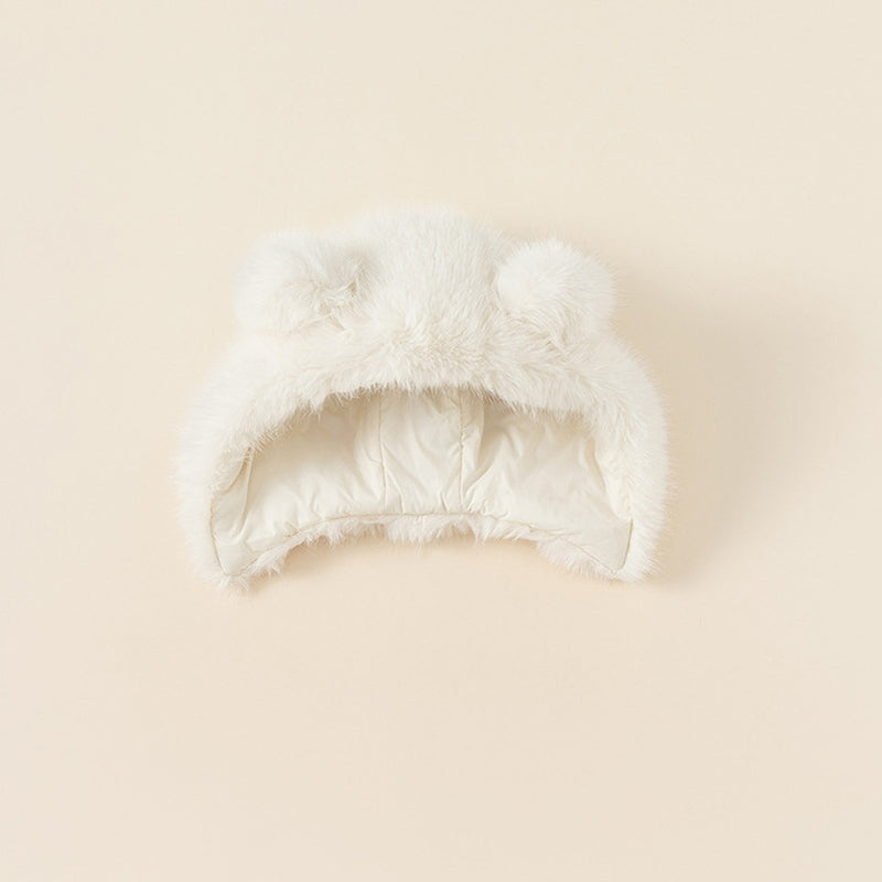 white dawn jacket with fur bear hoodie