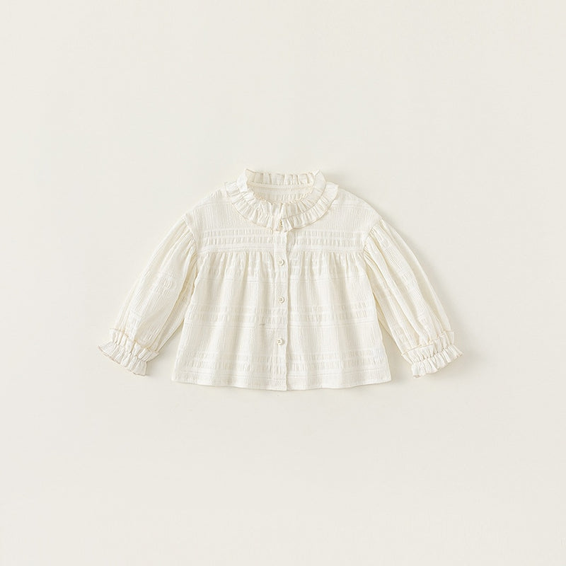 stand collar white frill shirt