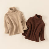 brown soft high neck rib knit