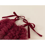 bordeaux tulle frill one-piece