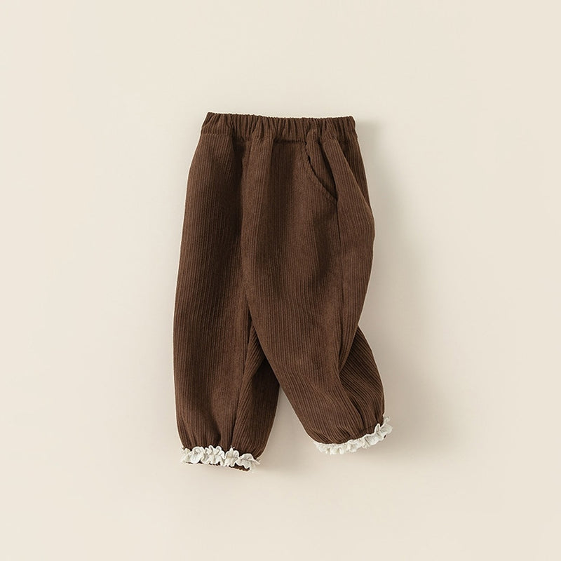 lace accent corduroy pants