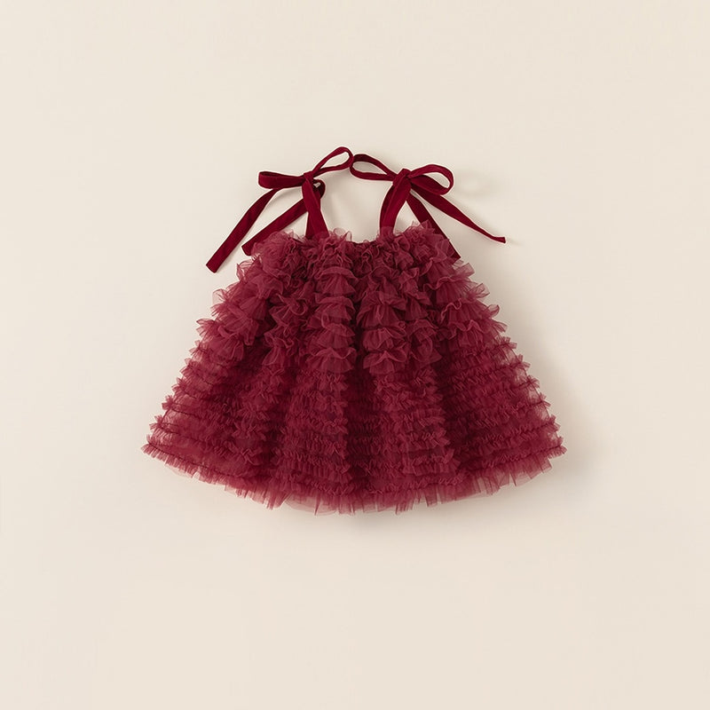 bordeaux tulle frill one-piece