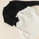 frill collar rib knit