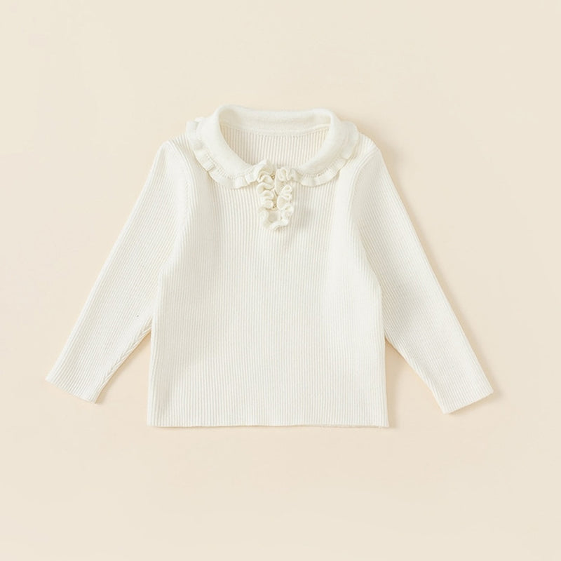 frill collar rib knit