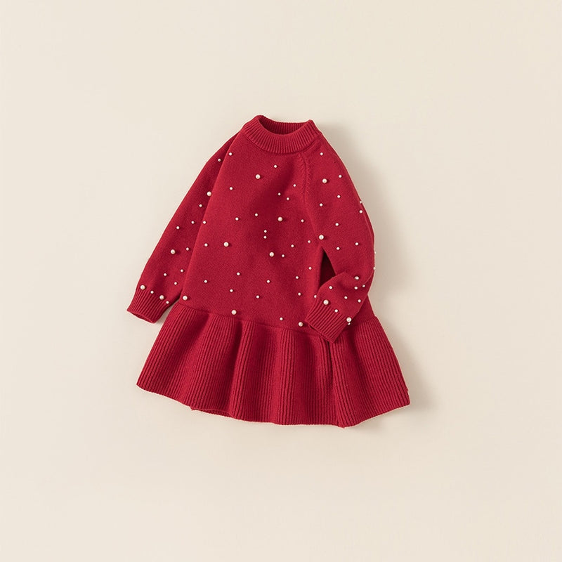 pearl red knit one-piece