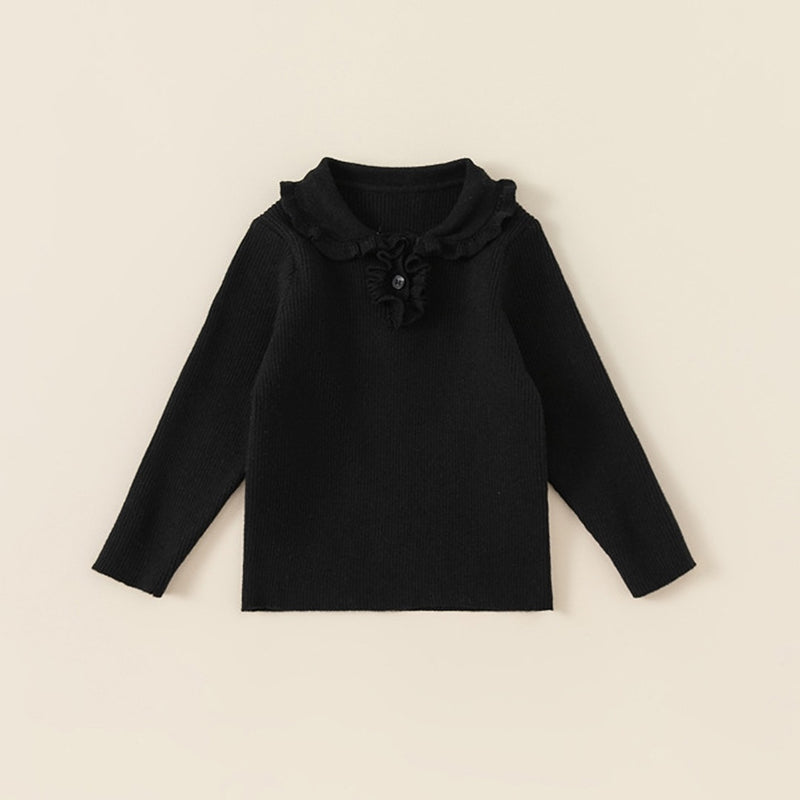 frill collar rib knit