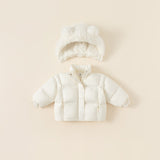 white dawn jacket with fur bear hoodie