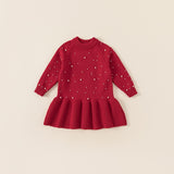 pearl red knit one-piece