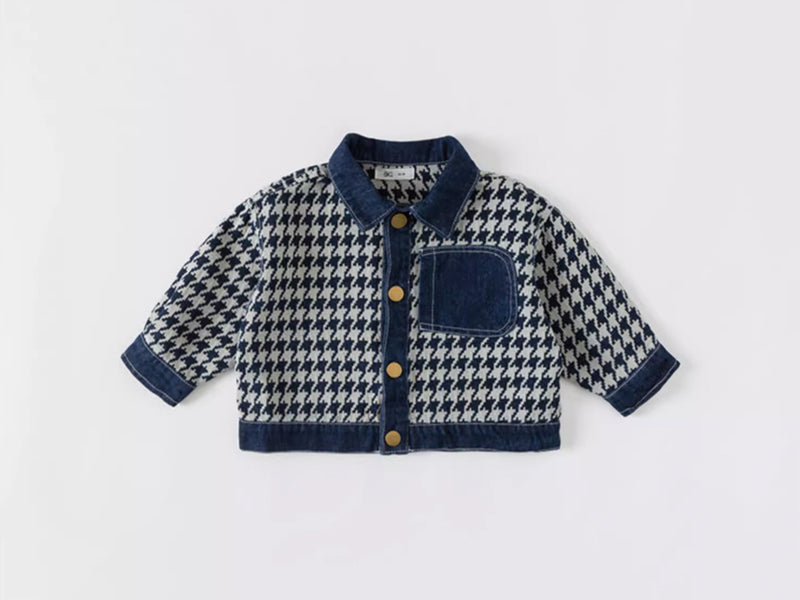 houndstooth pattern denim jacket