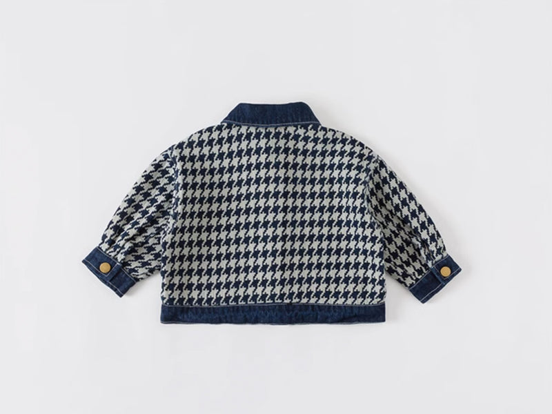 houndstooth pattern denim jacket