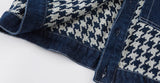 houndstooth pattern denim jacket