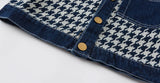 houndstooth pattern denim jacket