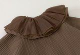 volume collar pleats coat