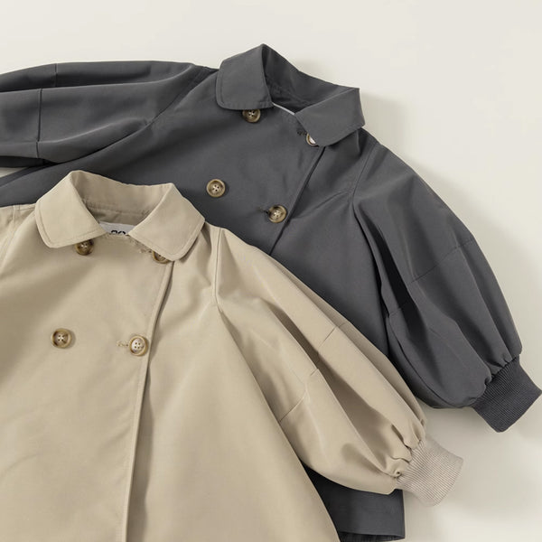 double button A-line trench coat