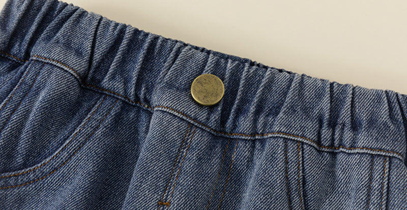 gradation denim pants with fleece lining