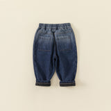 gradation denim pants with fleece lining