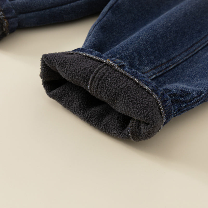 gradation denim pants with fleece lining