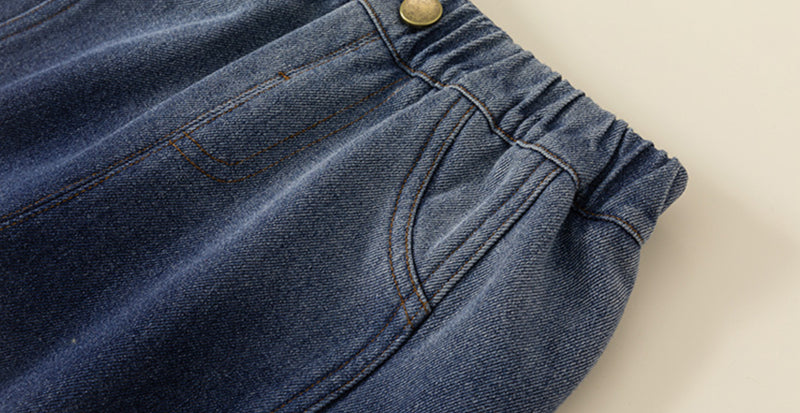 gradation denim pants with fleece lining