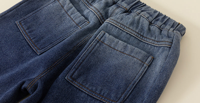 gradation denim pants with fleece lining