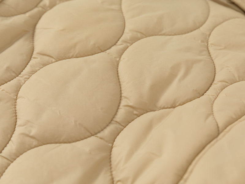 beige down jacket with fleece lining