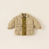 beige down jacket with fleece lining