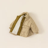 beige down jacket with fleece lining