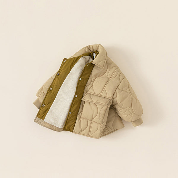 beige down jacket with fleece lining