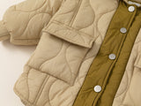 beige down jacket with fleece lining