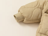 beige down jacket with fleece lining