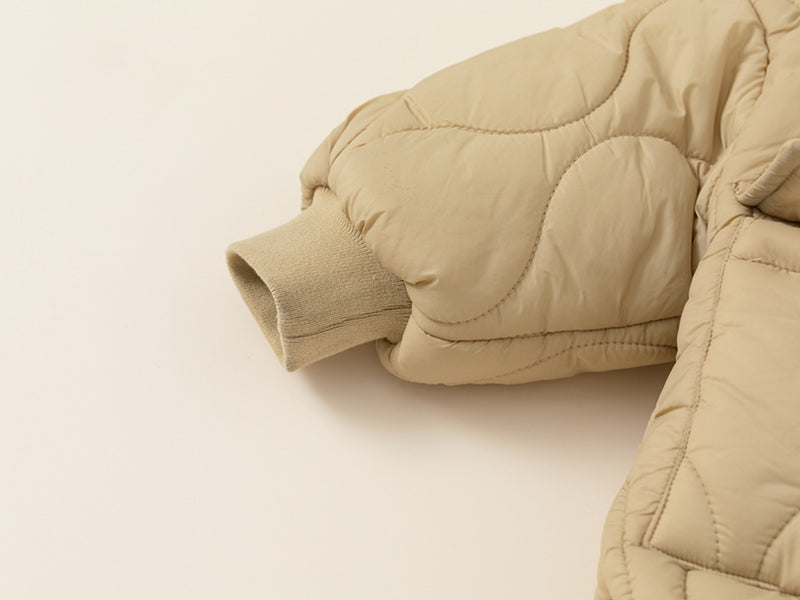 beige down jacket with fleece lining