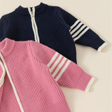 three line knit zip cardigan