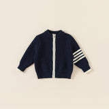 three line knit zip cardigan