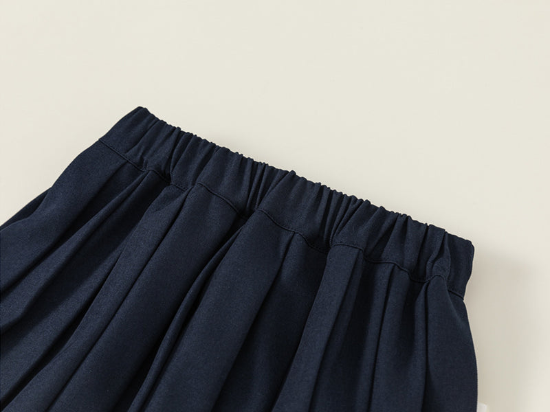 navy pearl cardigan & pleats skirt set