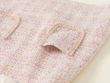 puff blouse & pink tweed ribbon one-piece