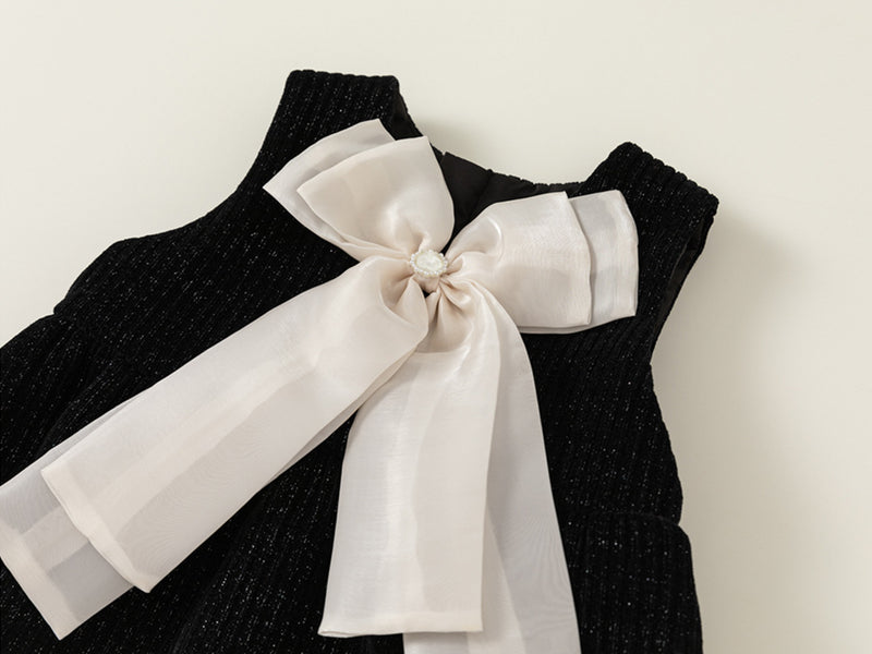 big ribbon one-piece & frill knit