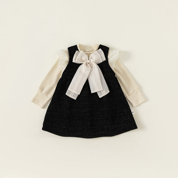 big ribbon one-piece & frill knit